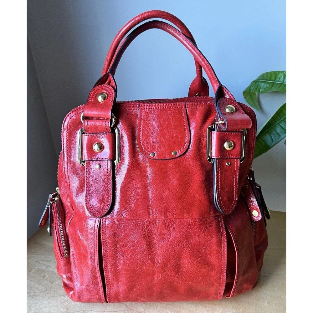 Hype Y2K Red Patent Leather Hobo Shoulder Purse Hand Bag Multiple Pockets Large - Picture 2 of 12